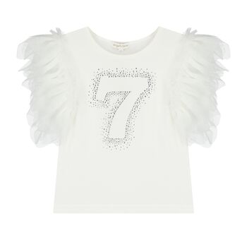 Girls White 7th Birthday T-Shirt