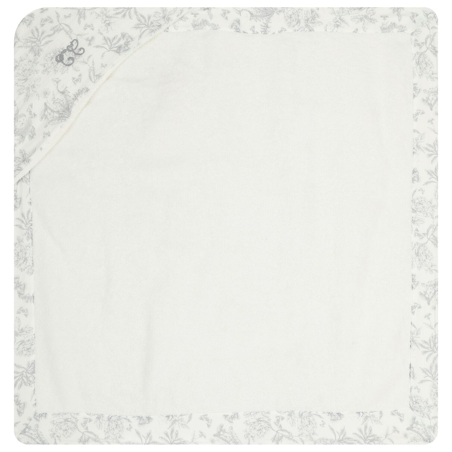 Ivory & Grey Toile De Jouy Hooded Towel, 2, hi-res