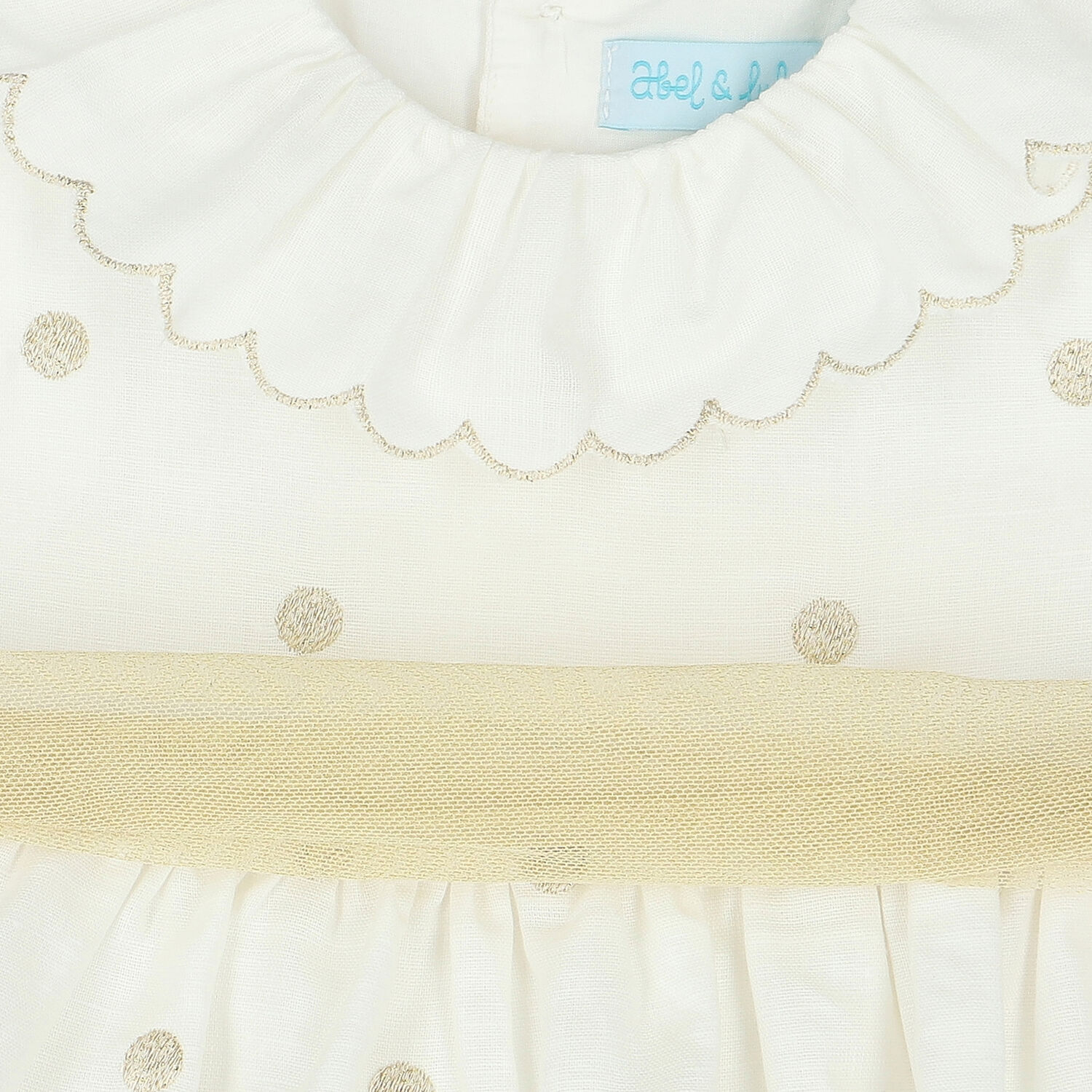Younger Girls Ivory & Gold Spot Dress, 1, hi-res image number null