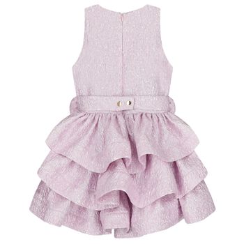 Girls Pink Roses Tiered Dress