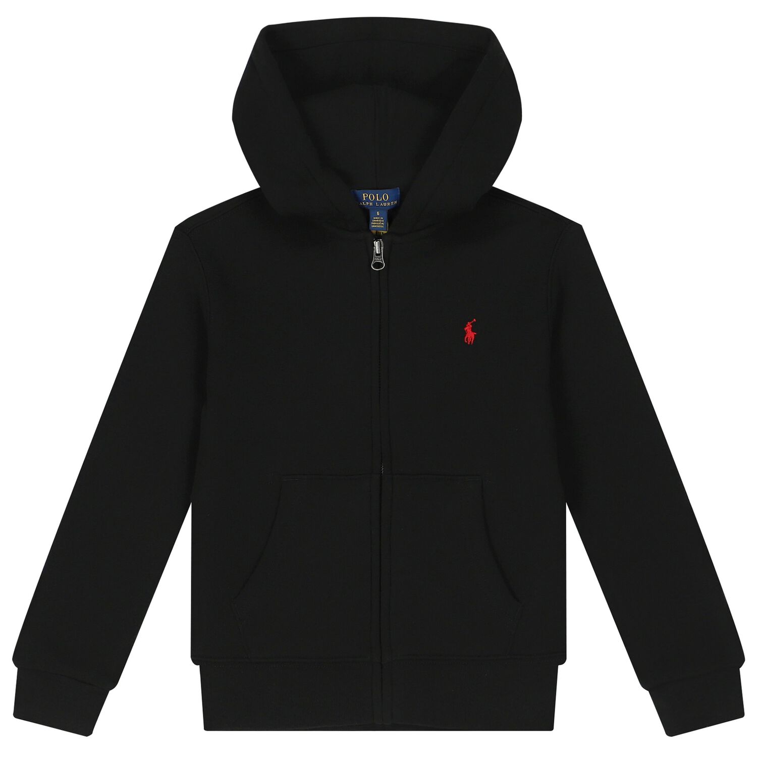 Boys Black Logo Hooded Zip Up Top, 1, hi-res