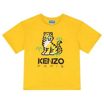 Boys Yellow Tiger Logo T-Shirt