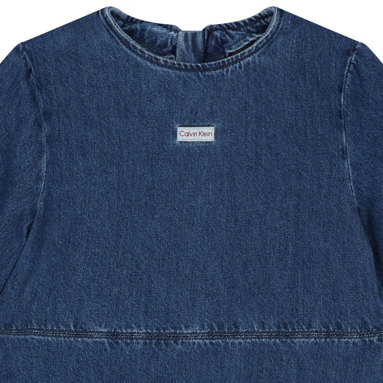 Girls Blue Logo Denim Dress, 1, hi-res