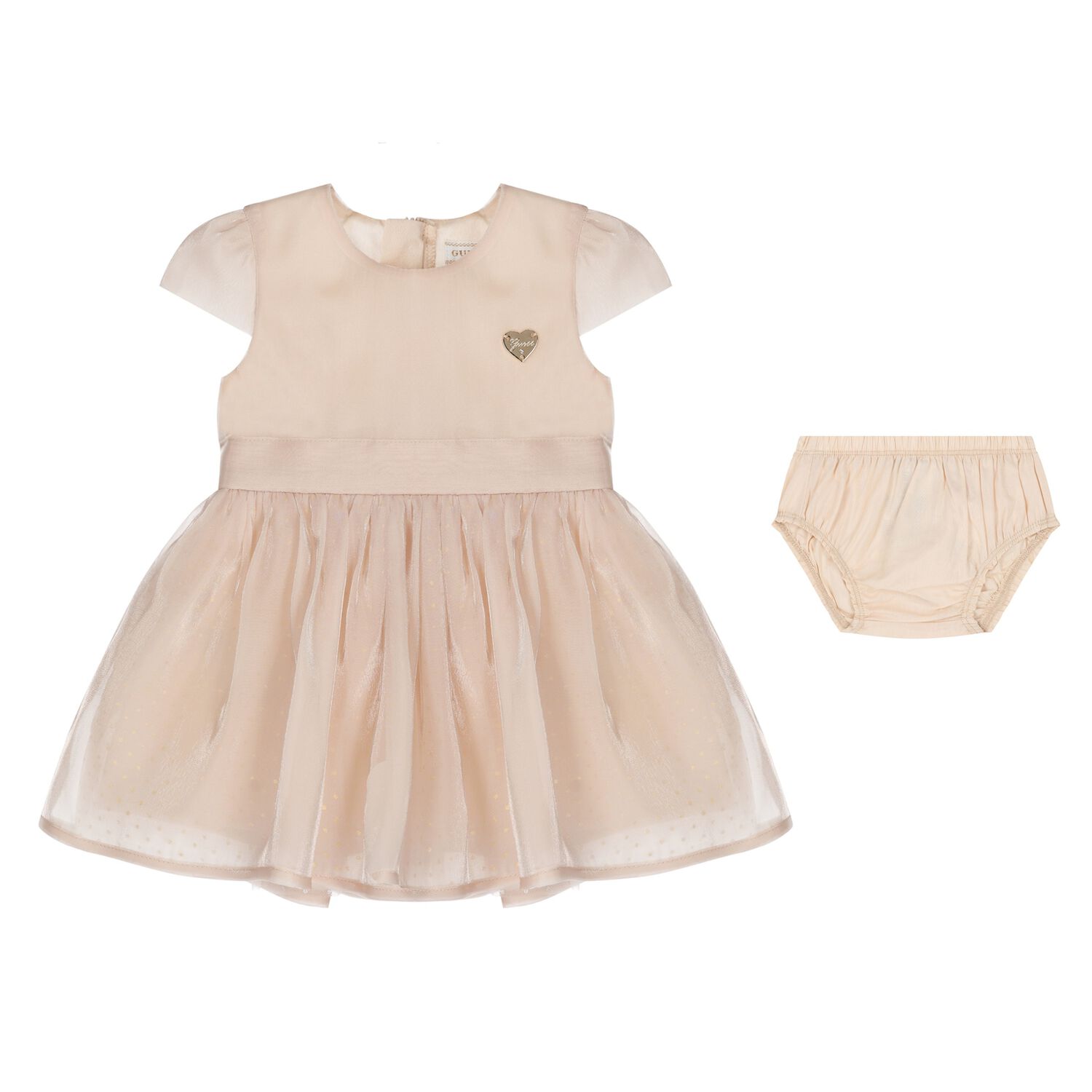 Younger Girls Beige Logo Dress Set, 1, hi-res image number null