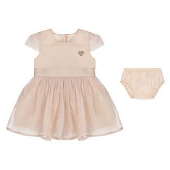 Younger Girls Beige Logo Dress Set