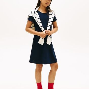 Girls Navy Blue Logo Dress