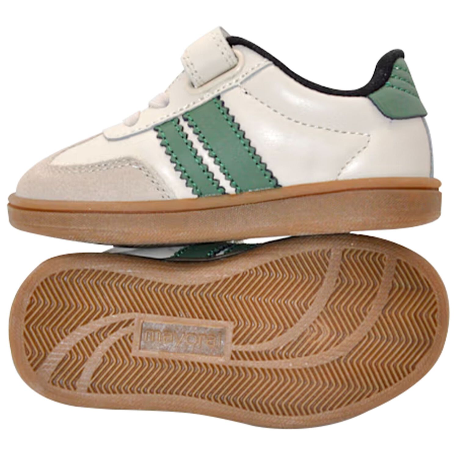 Younger Boys Ivory & Green Trainers, 1, hi-res image number null