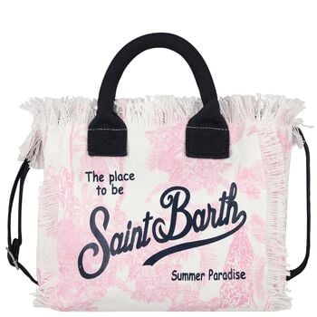 Girls White & Pink Jungle Logo Tote Bag