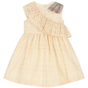 Girls Ivory Broderie Anglaise Ruffle Dress