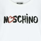 تيشيرت بالشعار باللون الابيض للبنات, 1, hi-res