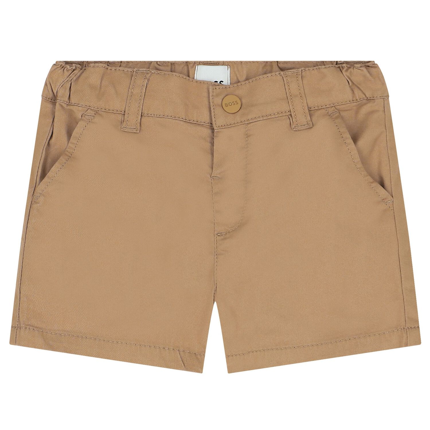 Baby Boys White & Beige Logo Shorts Set, 1, hi-res