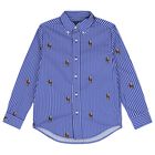 Boys Blue & White Stripe Logo Shirt, 1, hi-res
