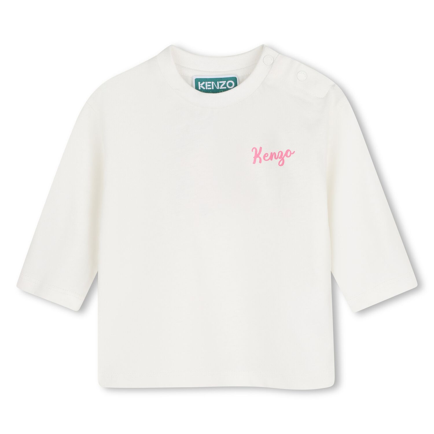 Younger Girls Ivory Floral Logo Long Sleeve Top, 1, hi-res