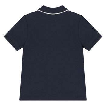 Younger Boys Navy Blue Logo Polo Shirt