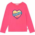 Girls Pink Logo Long Sleeve Top, 1, hi-res