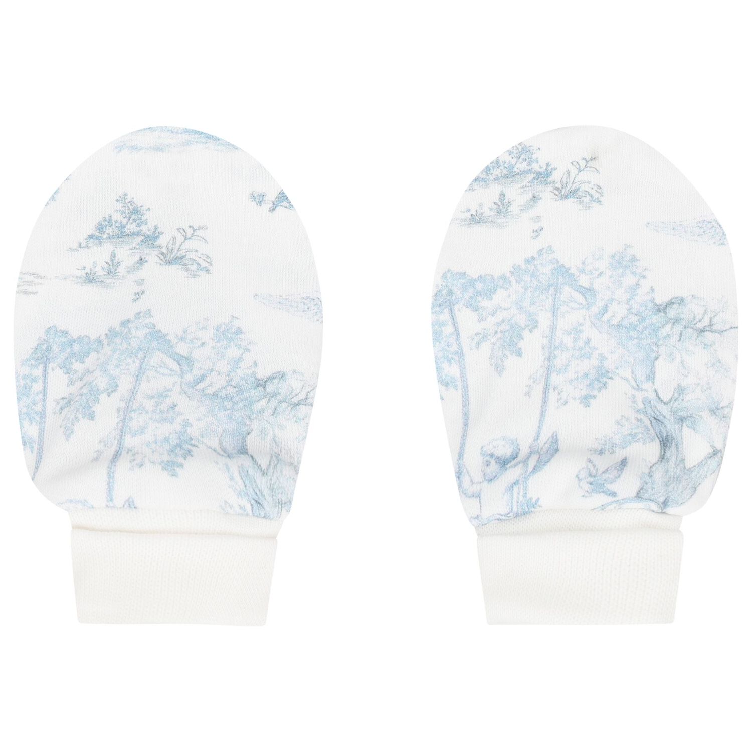 Baby Boys White & Blue Africa Hat & Mittens Set, 1, hi-res