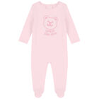 Pink Teddy Logo Babygrow, 3, hi-res