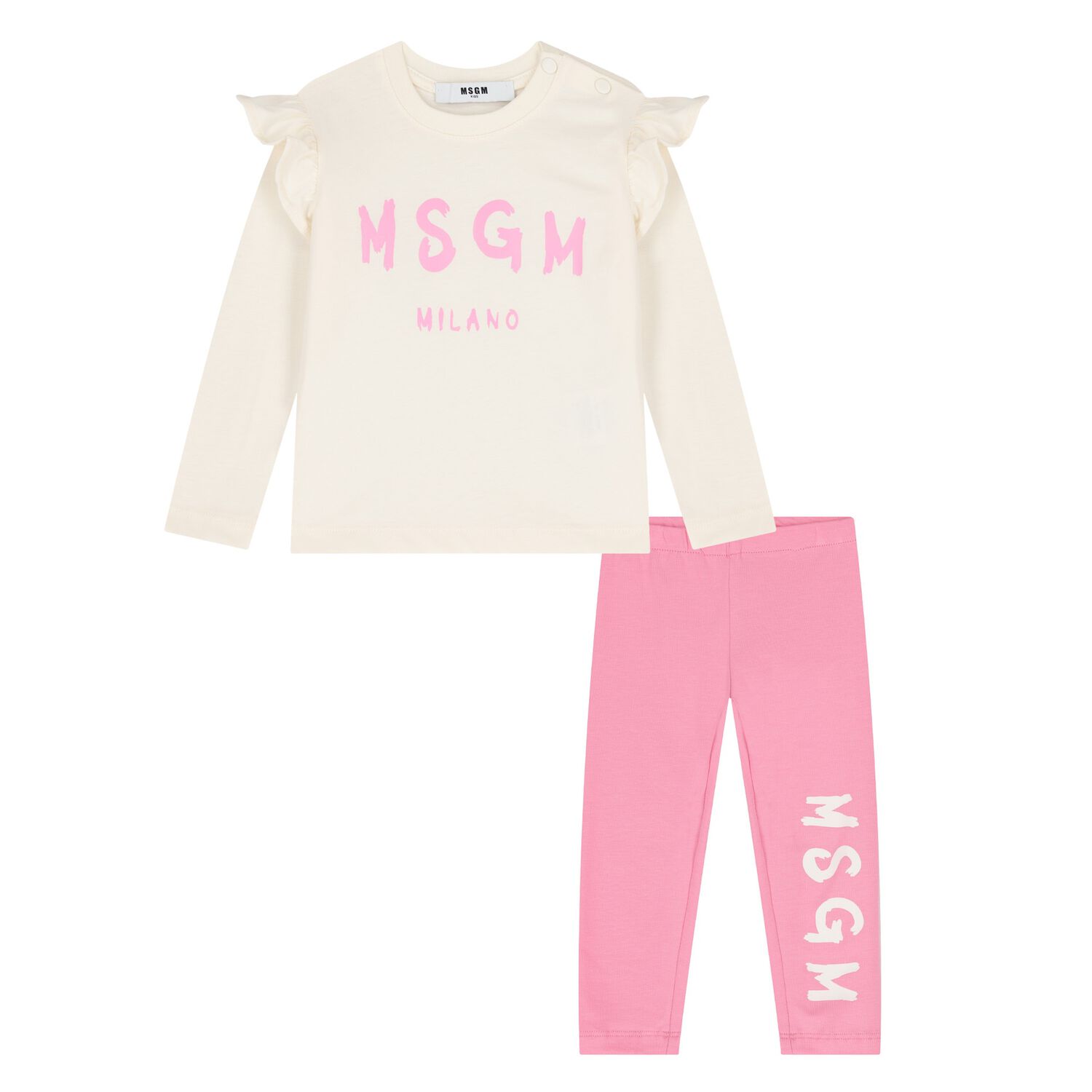 Younger Girls Ivory & Pink Leggings Set, 2, hi-res image number null