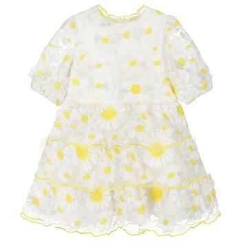 Girls Ivory & Yellow Floral Dress