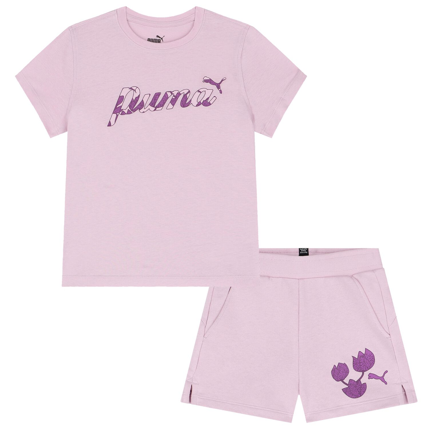 Girls Purple Logo Shorts Set, 1, hi-res image number null