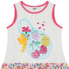 Girls White Floral Dress, 1, hi-res