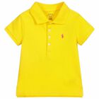 تيشيرت بولو بالشعار باللون الاصفر للبنات, 1, hi-res