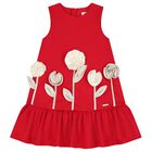 Girls Red Flower Dress, 1, hi-res