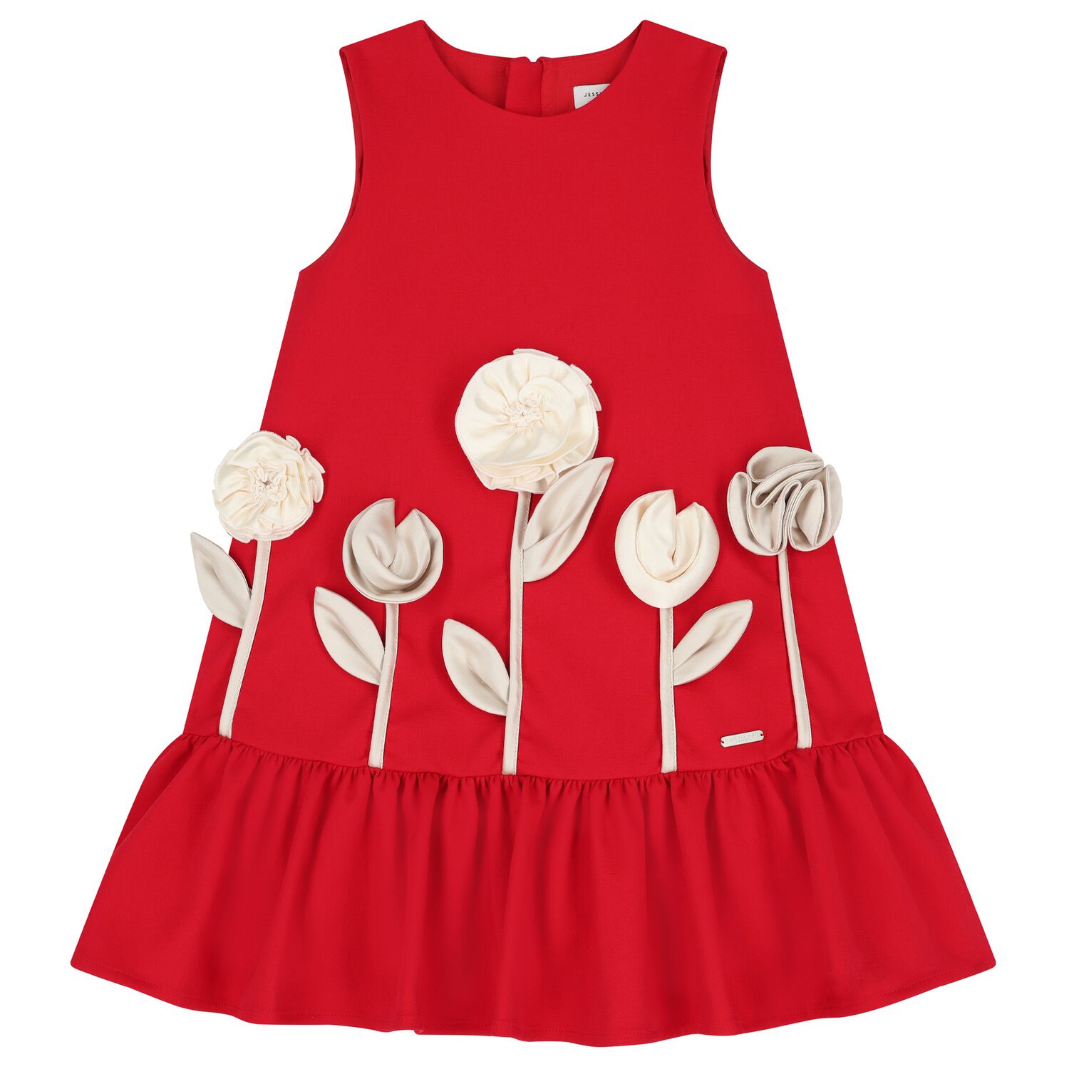 Girls Red Flower Dress, 1, hi-res