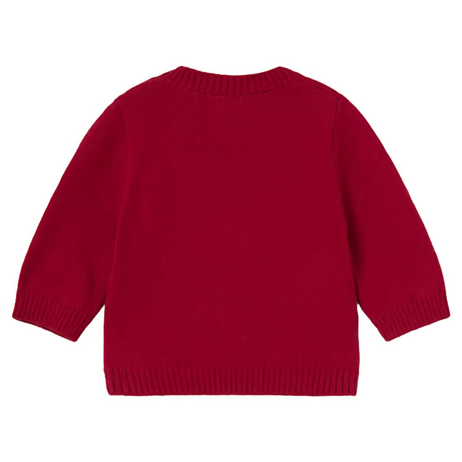 Baby Boys Red Teddy Bear Knitted Jumper, 2, hi-res