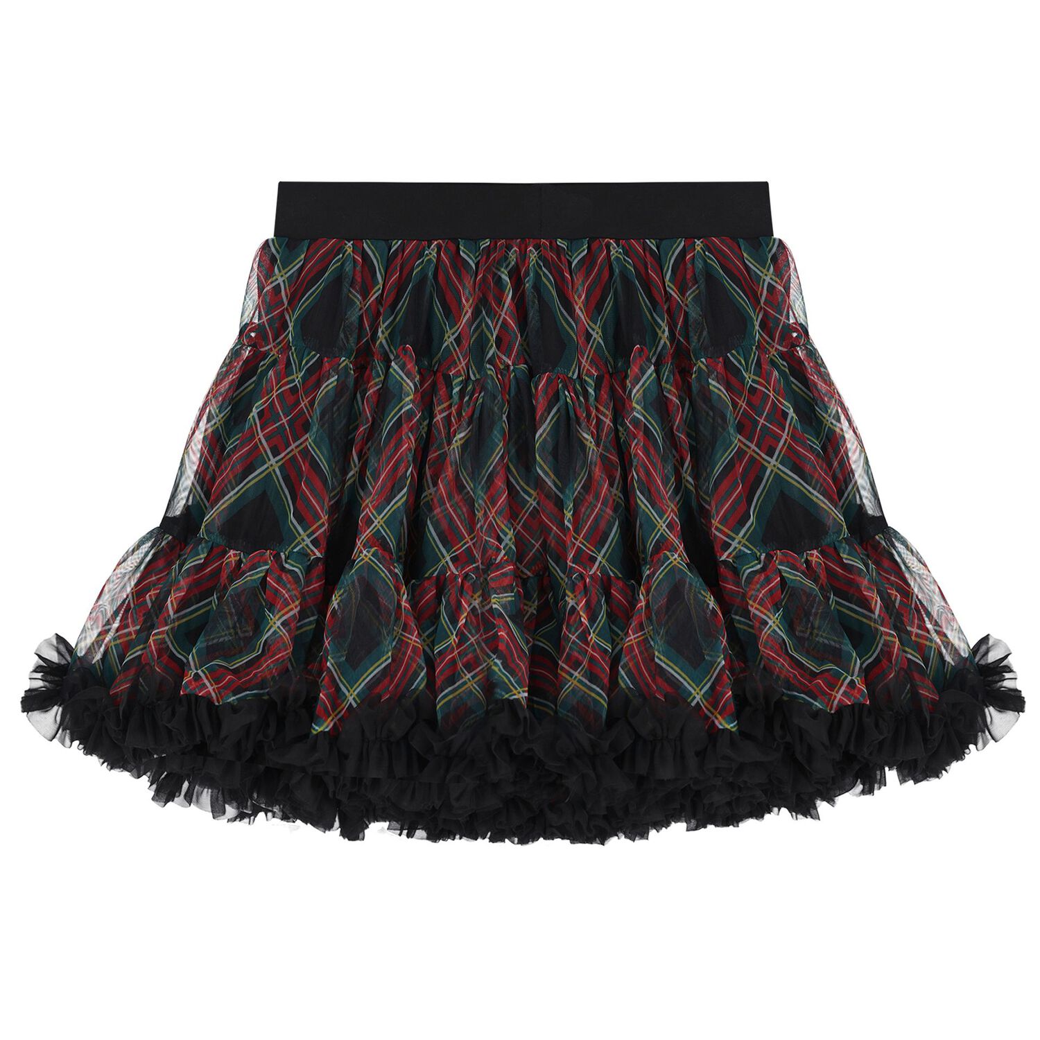 Girls Red & Green Tartan Pixie Skirt, 1, hi-res