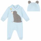 Baby Boys Blue Bear Babygrow & Hat Set, 1, hi-res