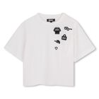 قميص بناتي أبيض بشعار, 1, hi-res