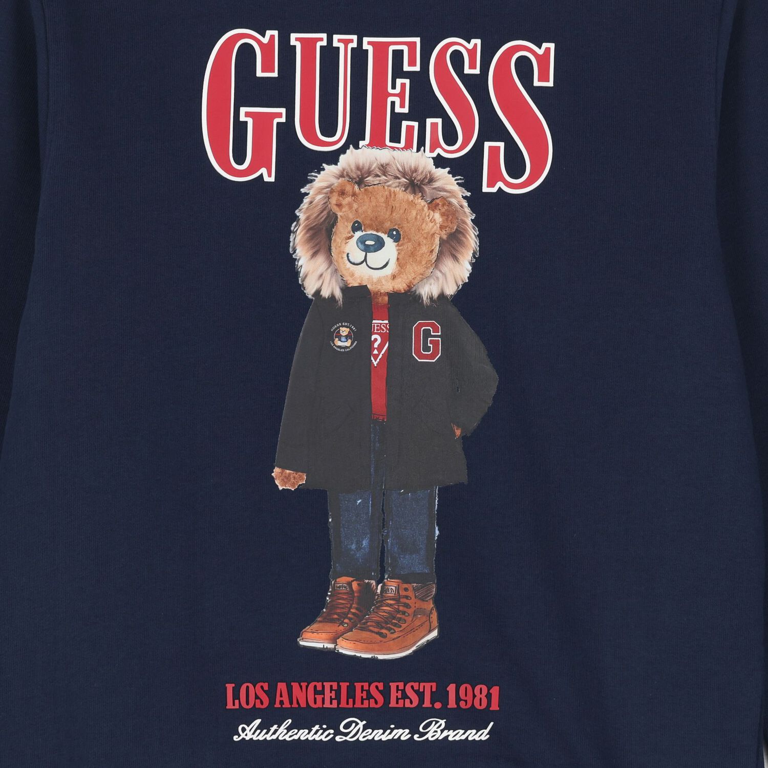 Boys Navy Blue Teddy Bear Sweatshirt, 2, hi-res