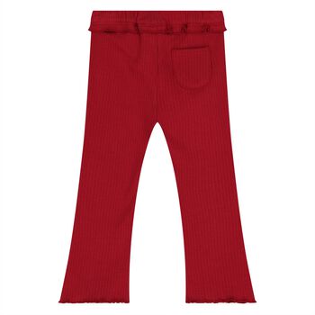 Younger Girls Red Ribbed Leggings