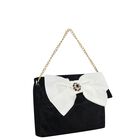 Girls Black & Ivory Bow Velvet Handbag ( 22CM ) , 1, hi-res
