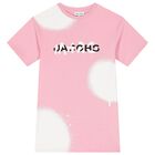 فستان بنات بالشعار باللون الوردي والأبيض, 3, hi-res