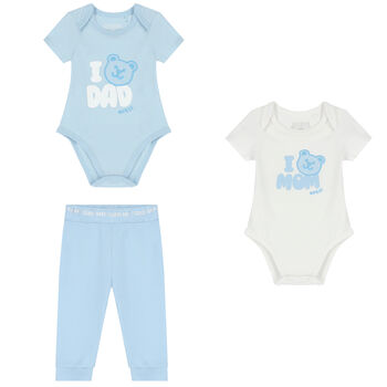 Baby Boys Blue & White Logo Gift Set