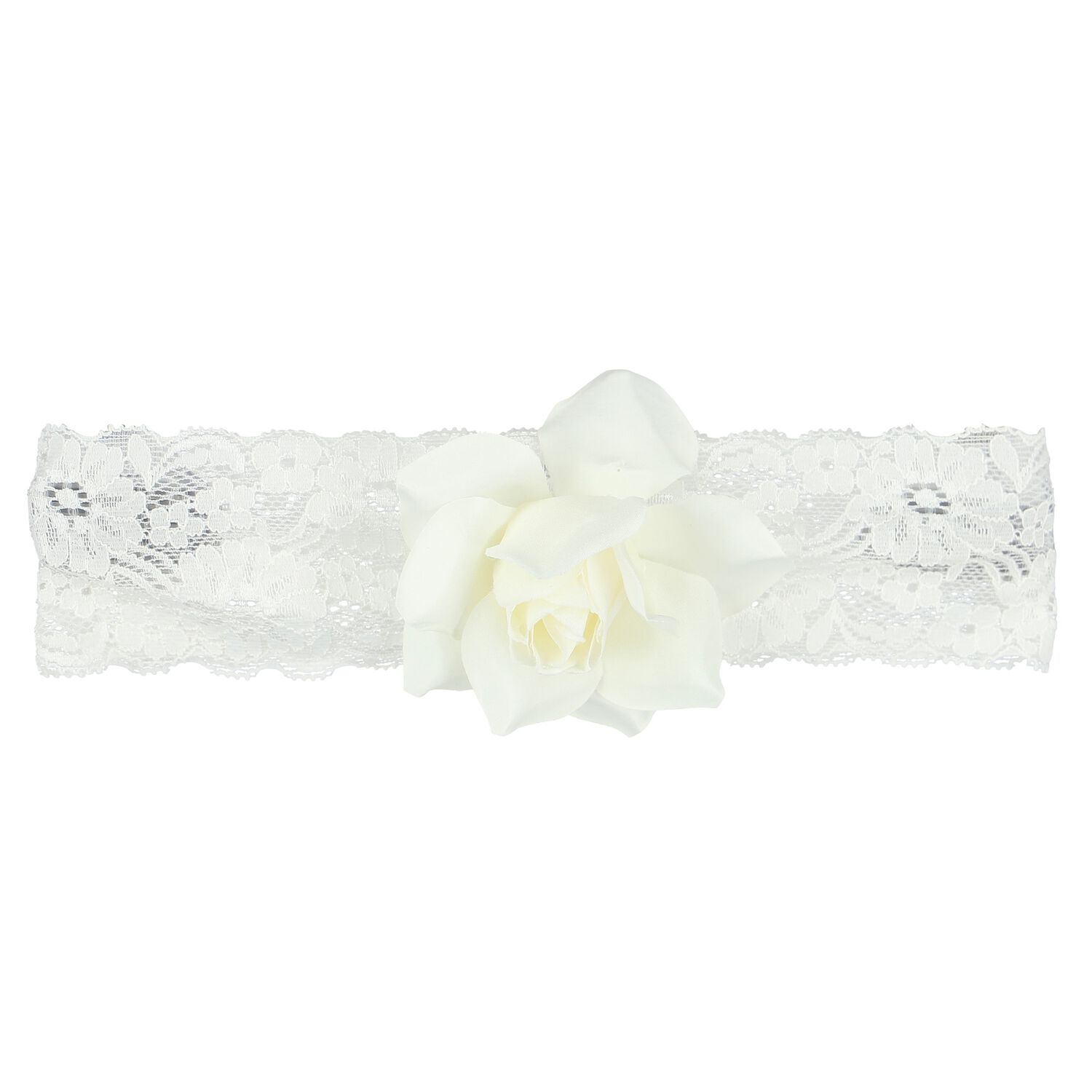 Girls White Flower Lace Headband, 1, hi-res image number null