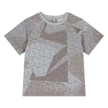 Younger Boys Grey & Beige Logo T-Shirt
