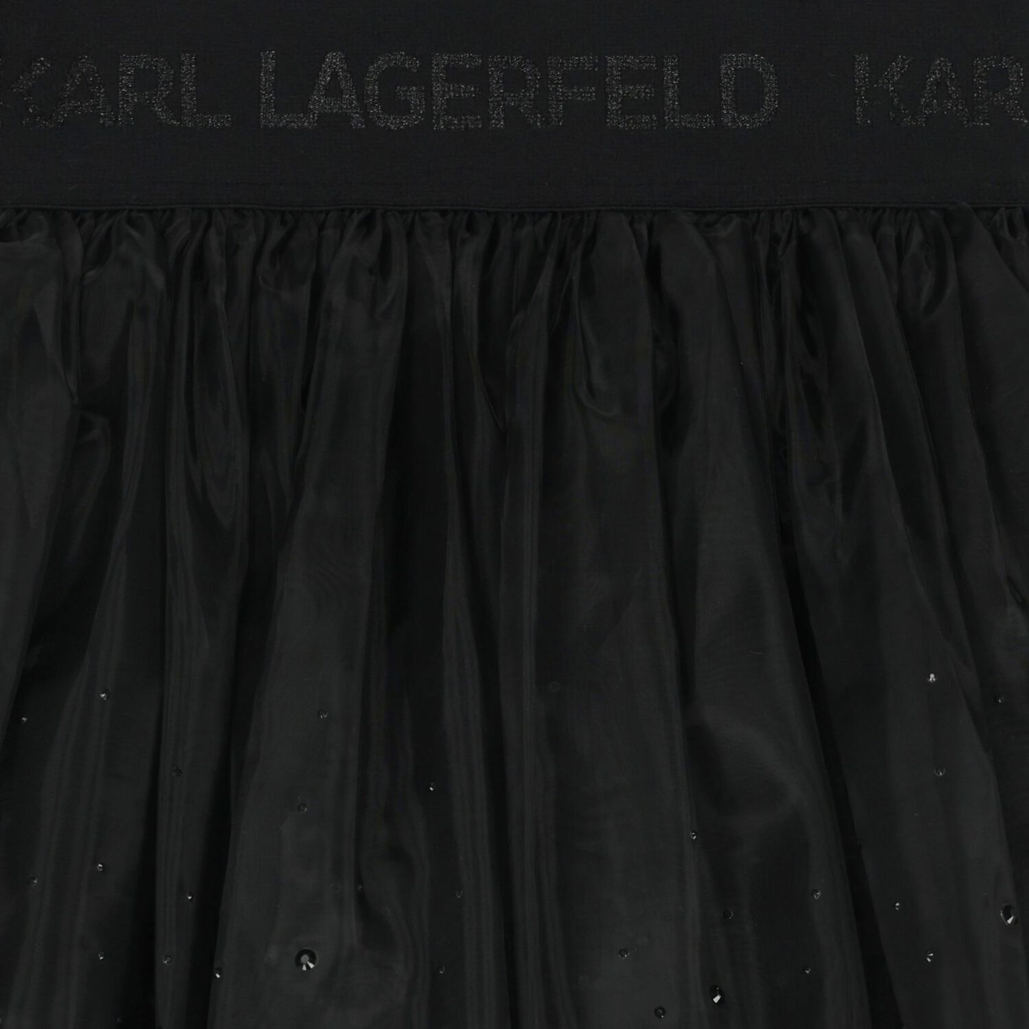 تنورة أورجانزا مزخرفة باللون الأسود للبنات, 1, hi-res