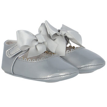 Baby Girls Silver Bow Pre Walker Shoes