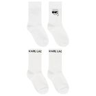 White Karl Ikonik Logo Socks (2 Pack), 1, hi-res
