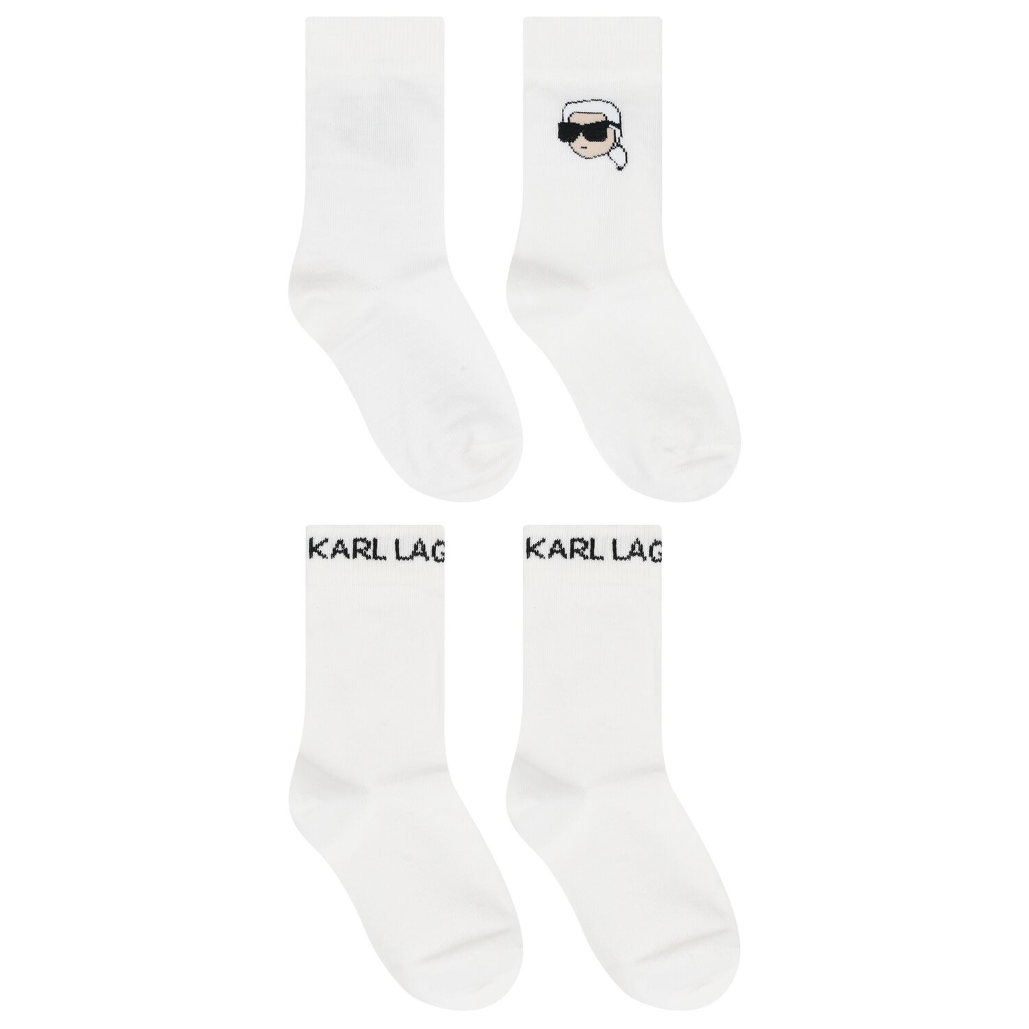 White Karl Ikonik Logo Socks (2 Pack), 1, hi-res image number null