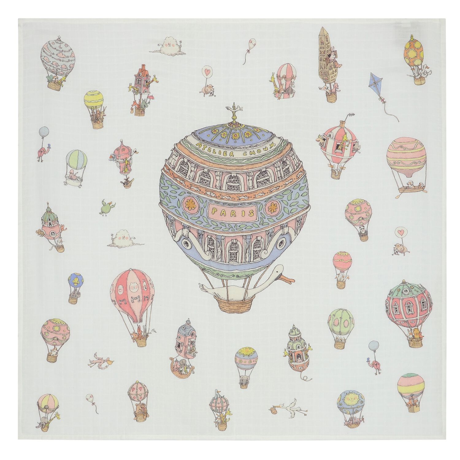White Hot Air Balloons Swaddle Blanket, 1, hi-res