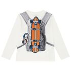 Boys Ivory Backpack Long Sleeve Top, 1, hi-res