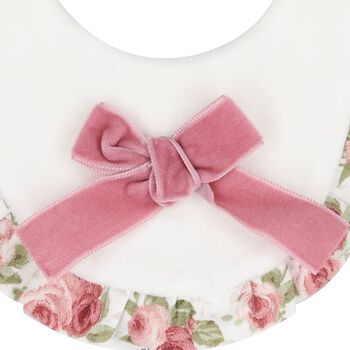 Baby Girls Ivory & Pink Floral Bib