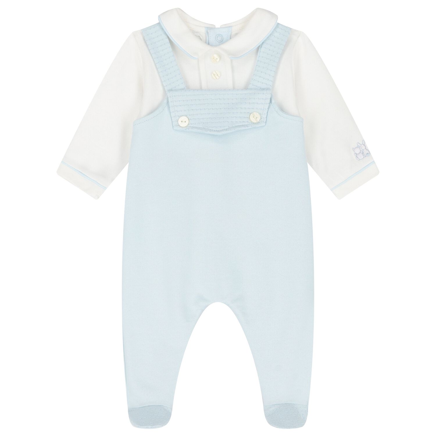 Baby Boys Blue & White Babygrow, 1, hi-res image number null