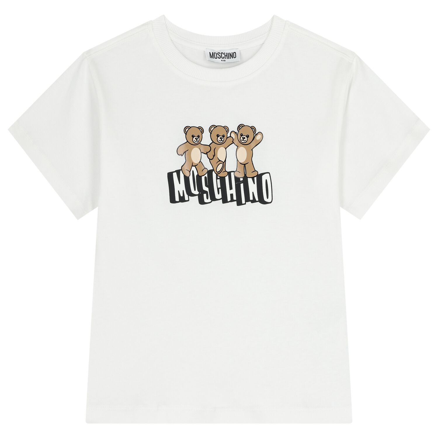 Boys White Teddy Bear Logo T-Shirt, 1, hi-res