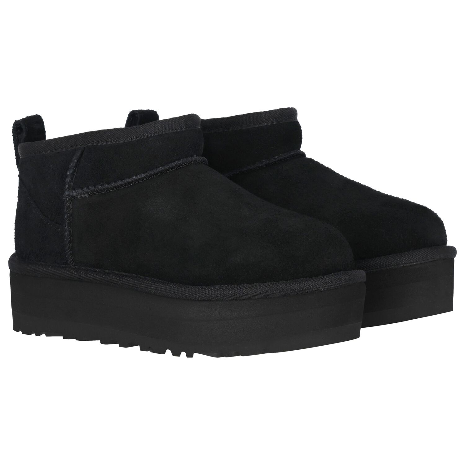 Girls Black Classic Ultra Mini Platform Suede Boots, 1, hi-res image number null