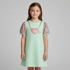 Girls Green Logo Heart Dress, 1, hi-res